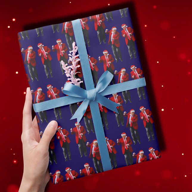 Trump Santa Hat Dance jul | Trump Dance Blue Presentpapper (Skapare uppladdad)