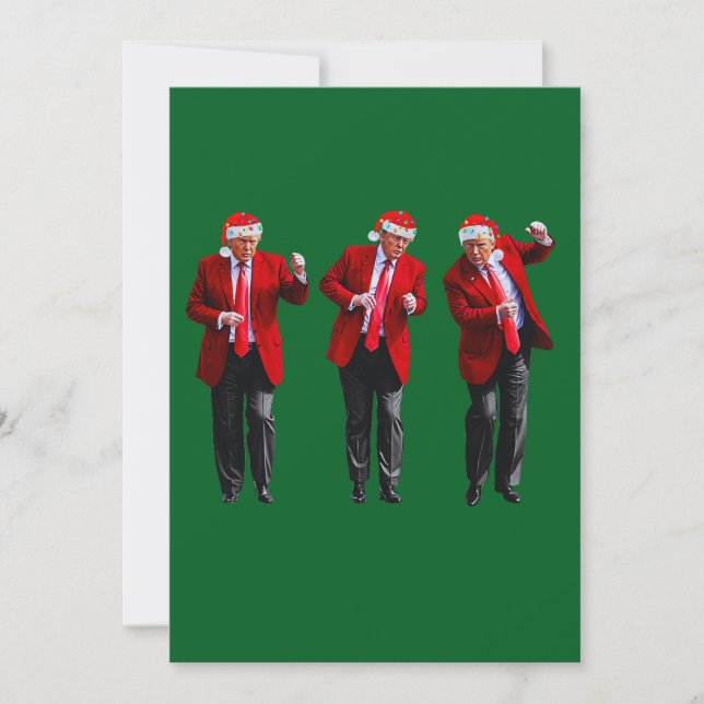 Trump Santa Hat Dance-julafton Grönt Julkort (Framsida)