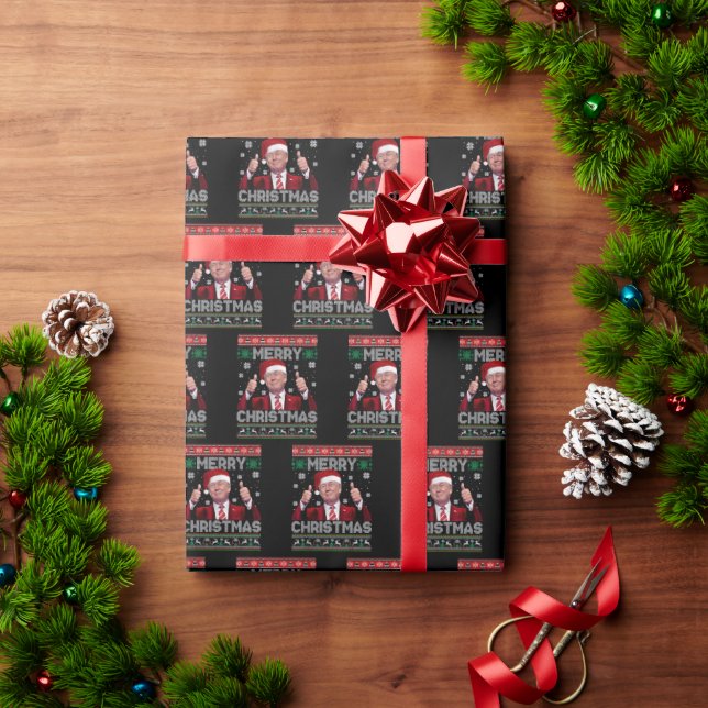 Trump Santa Hat God jul Ugly Sweater Presentpapper (Julgåva)