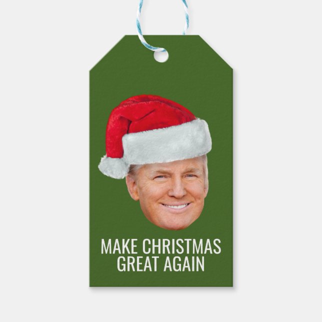 Trump Santa Hat Gör jul Underbar igen roligt Presentetikett (Framsidan)