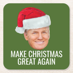 Trump Santa Hat - Gör julen Underbar igen roligt Underlägg Papper Kvadrat