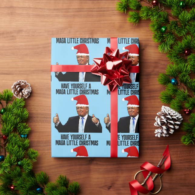 TRUMP SANTA HAT, MAGA LITTLE CHRISTMAS PRESENTPAPPER (Julgåva)