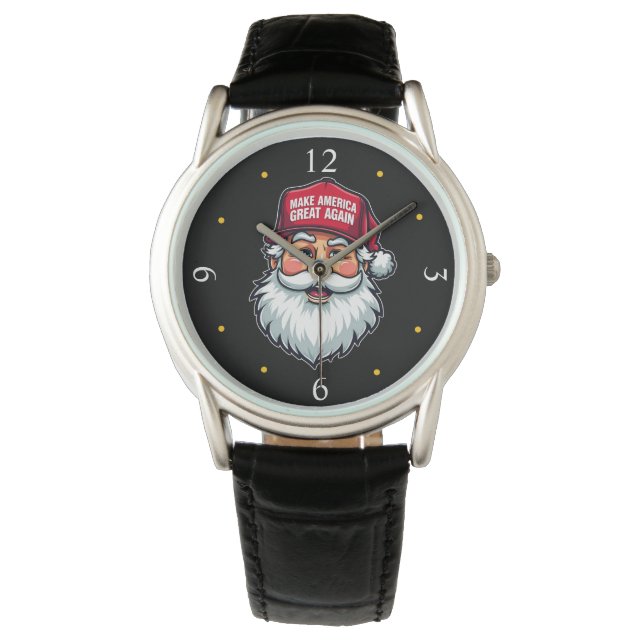 Trump Santa Hatt: MAGA Jul President Armbandsur (Framsida)