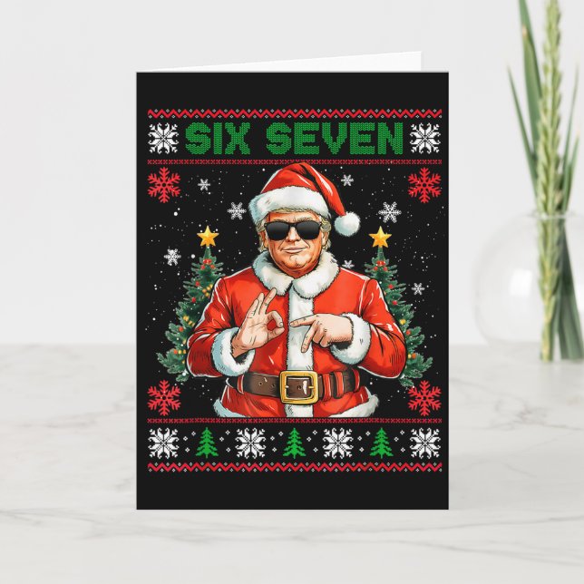 Trump Says 67 Meme Six Seven Funny Ugly Christmas  Kort (Framsida)