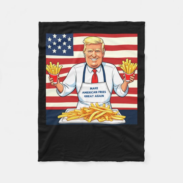 Trump Serving Mc donalds Fries Fleecefilt (Framsidan)