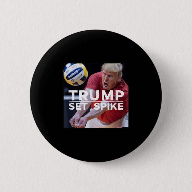 Trump Set Spike Funny Public Volleyball Player Knapp (Framsida)