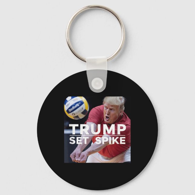 Trump Set Spike Funny Public Volleyball Player Nyckelring (Framsida)