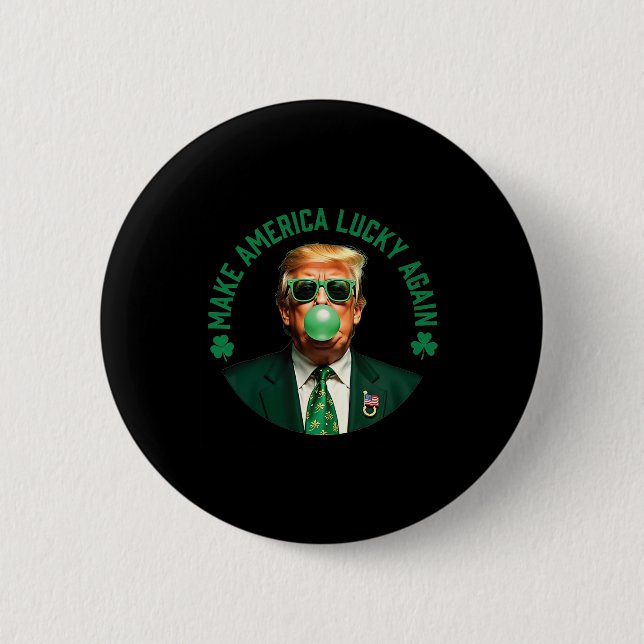 Trump Shamrock Gör Amerika Lucky Igen St Patrick Knapp (Framsida)