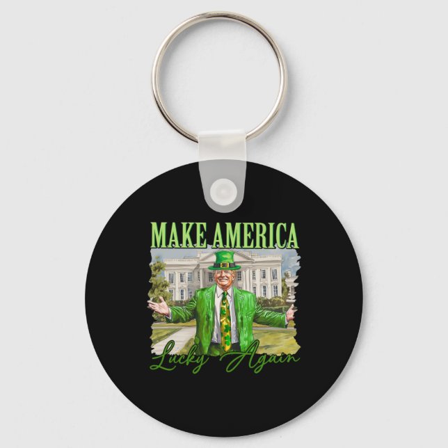 Trump Shamrock Gör Amerika Lucky Igen St Patrick Nyckelring (Framsida)