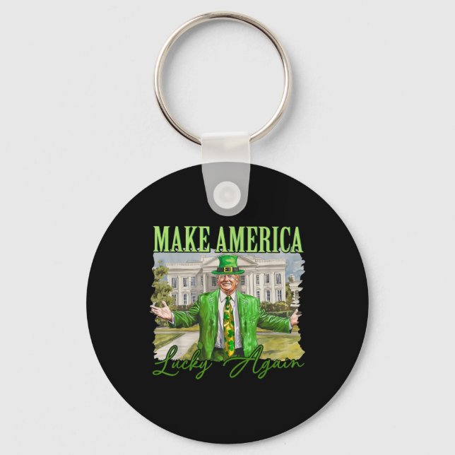 Trump Shamrock Gör Amerika Lucky igen St Patrick Nyckelring (Framsida)