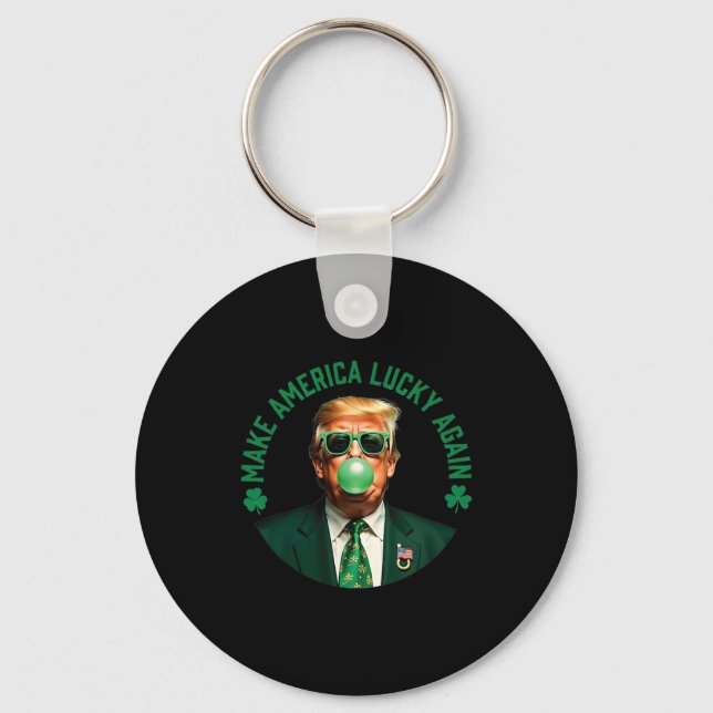 Trump Shamrock Gör Amerika Lucky Igen St Patrick Nyckelring (Framsida)