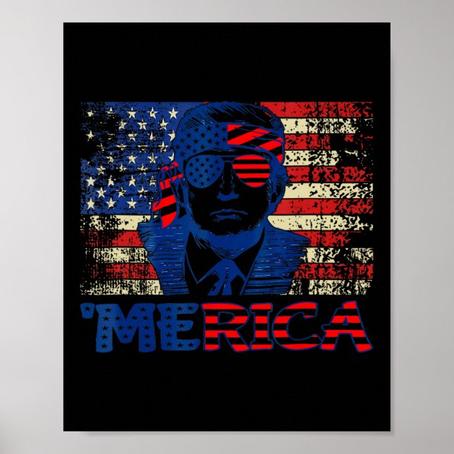 Trump Shirons 4:e juli Trump American Fla Poster (Framsidan)