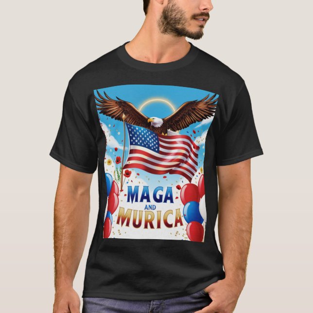 Trump Shirt American Flagga Team Murica MAGA T (Framsida)