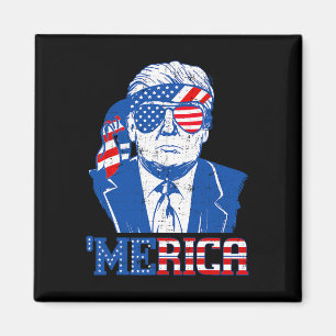 Trump Shirt Merica Trump Sungl US Flagga 4:e juli Magnet