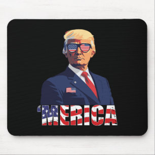 Trump Shirt Merica Trump Sungl US Flagga 4:e juli Musmatta