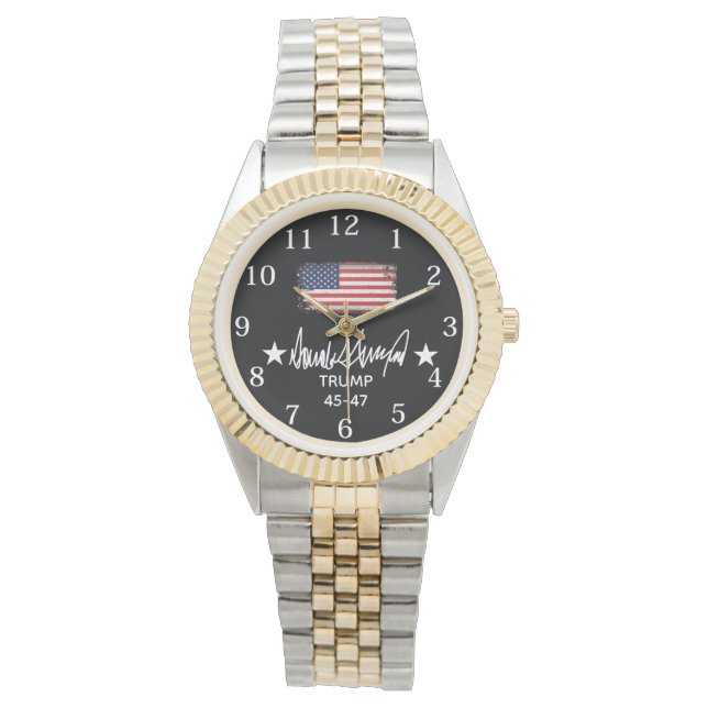 Trump Signature 45-47 Flag Armbandsur (Framsida)
