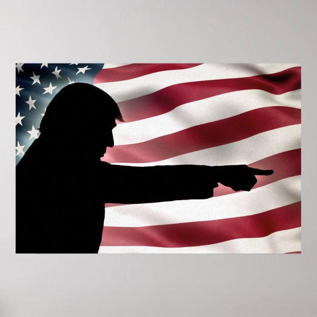 Trump Silhouette-Flagga Poster (Framsidan)