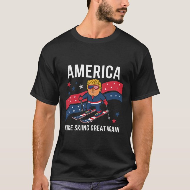 Trump Ski Usa - Jul - Gör skidet Underbart igen T Shirt (Framsida)