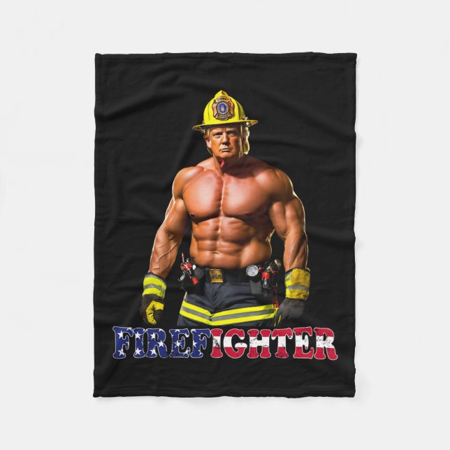 Trump som en Buff Firefighter Trump 2024 Fleecefilt (Framsidan)