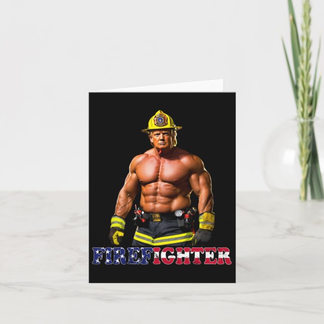 Trump som en Buff Firefighter Trump 2024 Kort (Framsida)