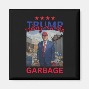 Trump som tar ut Garbyge 2024-trumpan Magnet