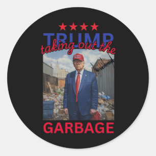 Trump som tar ut Garbyge 2024-trumpan Runt Klistermärke