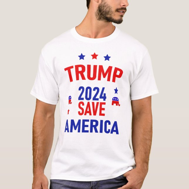 Trump Spara America 2024 T Shirt (Framsida)