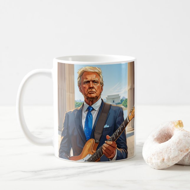 Trump Spela Electric Guitar Lincoln Monument Kaffemugg (Med munk)