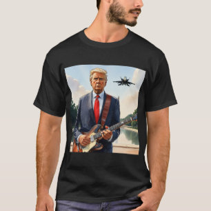 Trump Spela Electric Guitar Washington Monument T Shirt