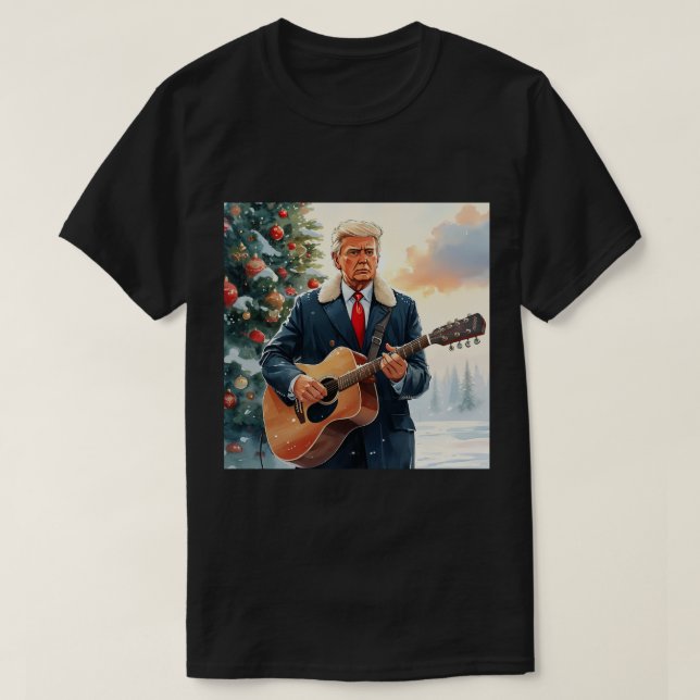 Trump Spela upp akustiskt gitarr av Julgran T Shirt (Design framsida)