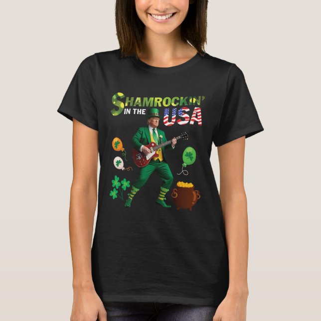 Trump spelar gitarr shamrokin i USA Saint P T Shirt (Framsida)