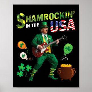Trump spelar gitarr shamrokin i USA Sankt P Poster