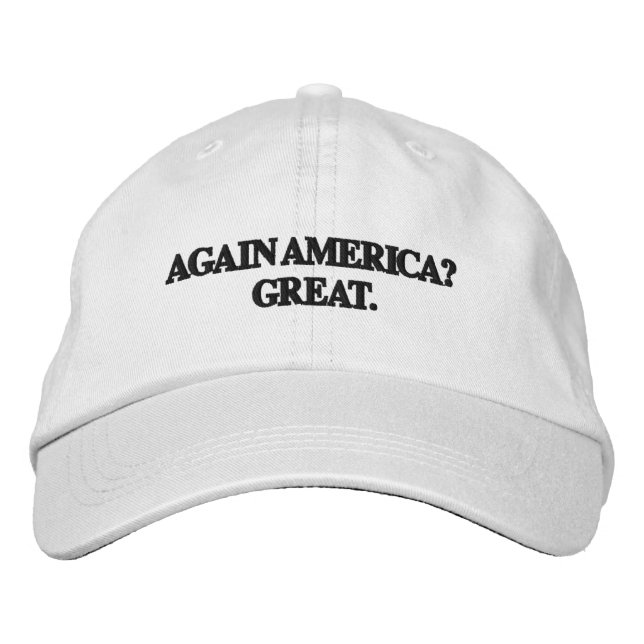 Trump Spoof Hat - AGAIN AMERICA? UNDERBAR. Broderad Keps (Framsida)