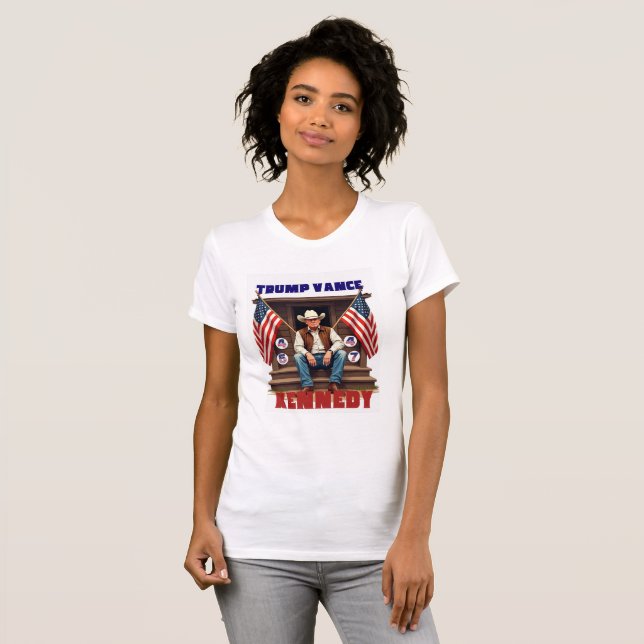 Trump Squad Vance Kennedy 45 47 USA Flag take amer T Shirt (Hel framsida)