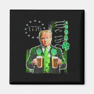 Trump St Patrick Day Vi Folket Oss Flagga Shamrock Magnet