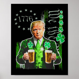 Trump St Patrick Day Vi People US Flagga Shamroc Poster