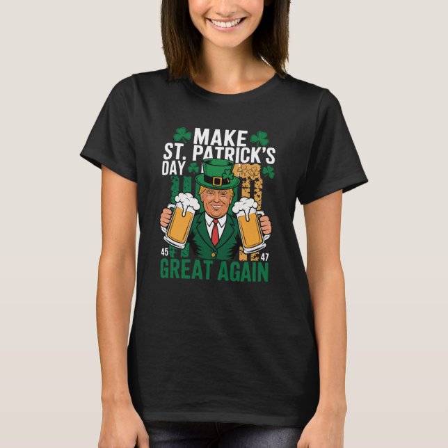 Trump St patrick's day Funny Beer Design T Shirt (Framsida)