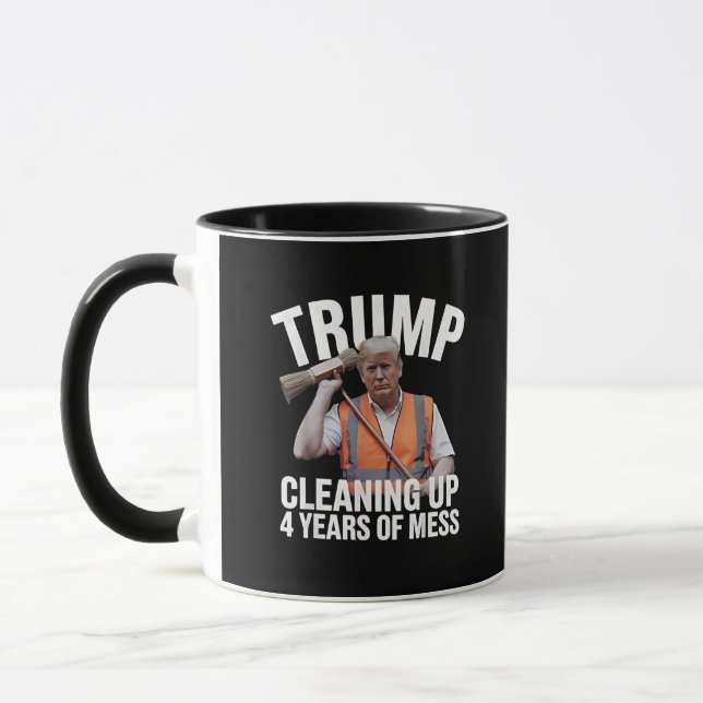 Trump Städar Upp 4 Års Skit Soptratt Mugg (Vänster)