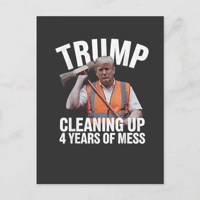 Trump Städar Upp 4 Års Skit Soptratt Vykort (Framsida)