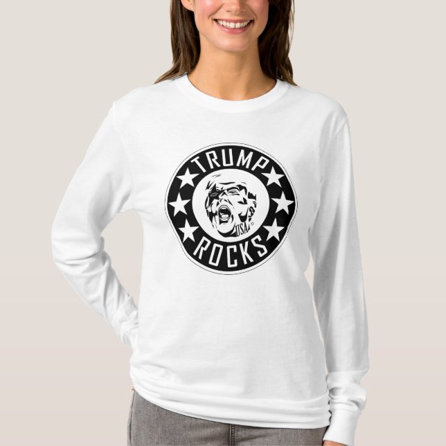 Trump Sten Kvinnors Långärmad T-Shirt (Framsida)