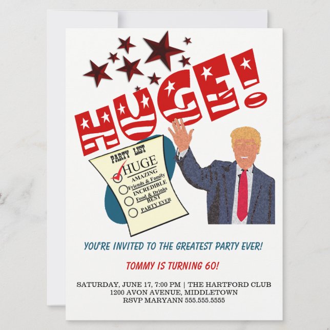 Trump Största Festen Någonsin Fira STOR FEST Inbjudningar (Framsida)