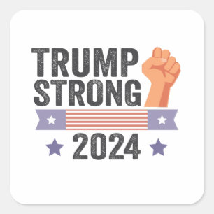 Trump Strong 2024 Patriotic American Flagga Val Fyrkantigt Klistermärke