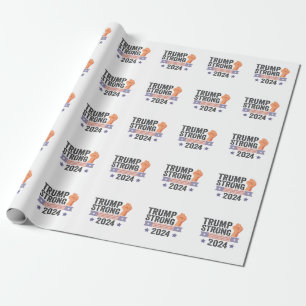 Trump Strong 2024 Patriotic American Flagga Val Presentpapper