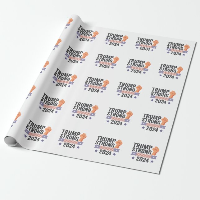 Trump Strong 2024 Patriotic American Flagga Val Presentpapper (Utrullad)