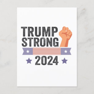 Trump Strong 2024 Patriotic American Flagga Val Vykort