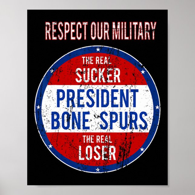 Trump Sucker Loser Vi respekterar vår militära kra Poster (Framsidan)