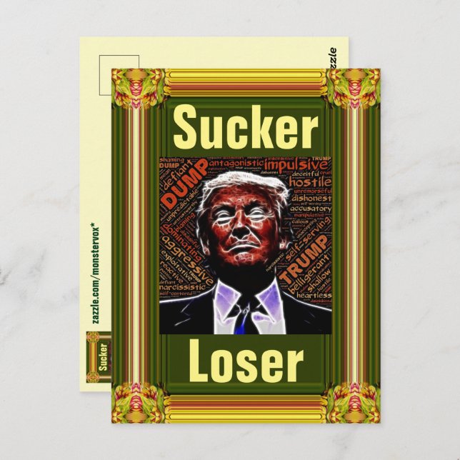 Trump Sucker/Loser vykort (Fram/baksida)