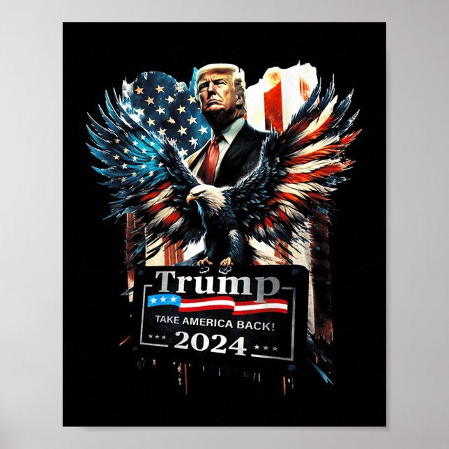 Trump Ta Amerika tillbaka 2024 Eagle US Flagga (på Poster (Framsidan)