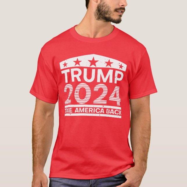 Trump Ta Amerika tillbaka 2024 USA flagga Trump 20 T Shirt (Framsida)