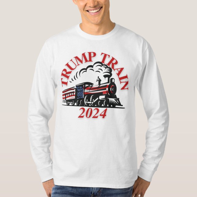 Trump Tåg 2024-Långärmaden T Shirt (Framsida)